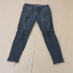 American Eagle Super Stretch Super Low Jeggings - Faded Black wash - Size 0Short